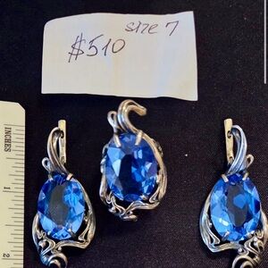 Elegant Blue Gemstone Jewelry Set